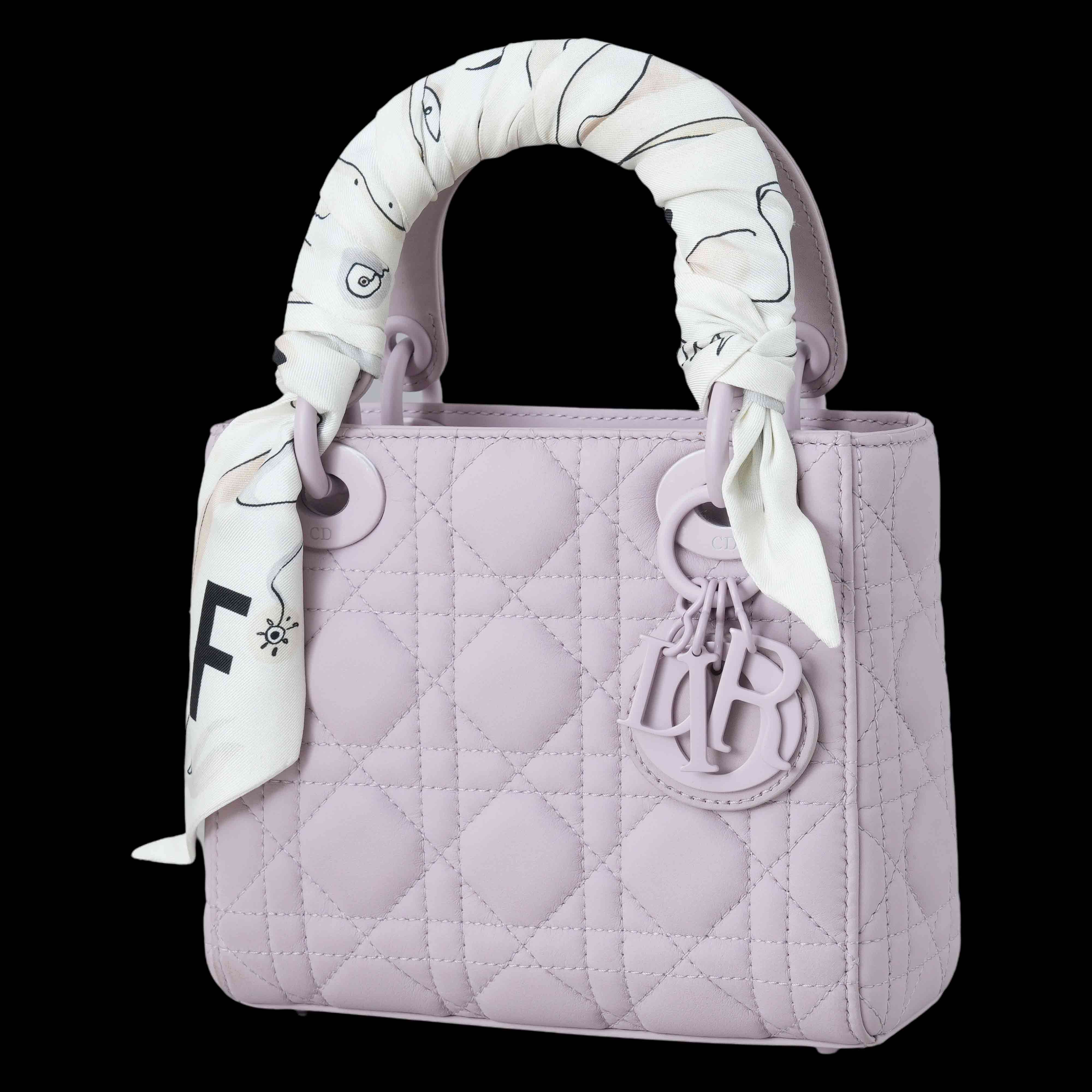 CHRISTIAN DIOR(USED)크리스찬디올 매트 까나쥬 레이디디올 미니 백& 방도